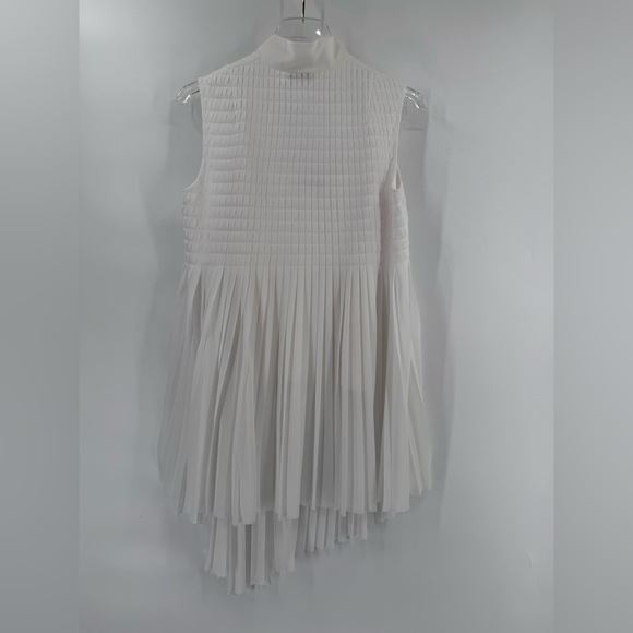 Akris Women's White Sleeveless Asymmetric Babydoll‎ Blouse Size 6 - Picture 4 of 8